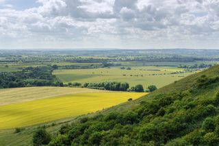 an aerial shot of Dunstable Downs where Matilda the Musical is filmed