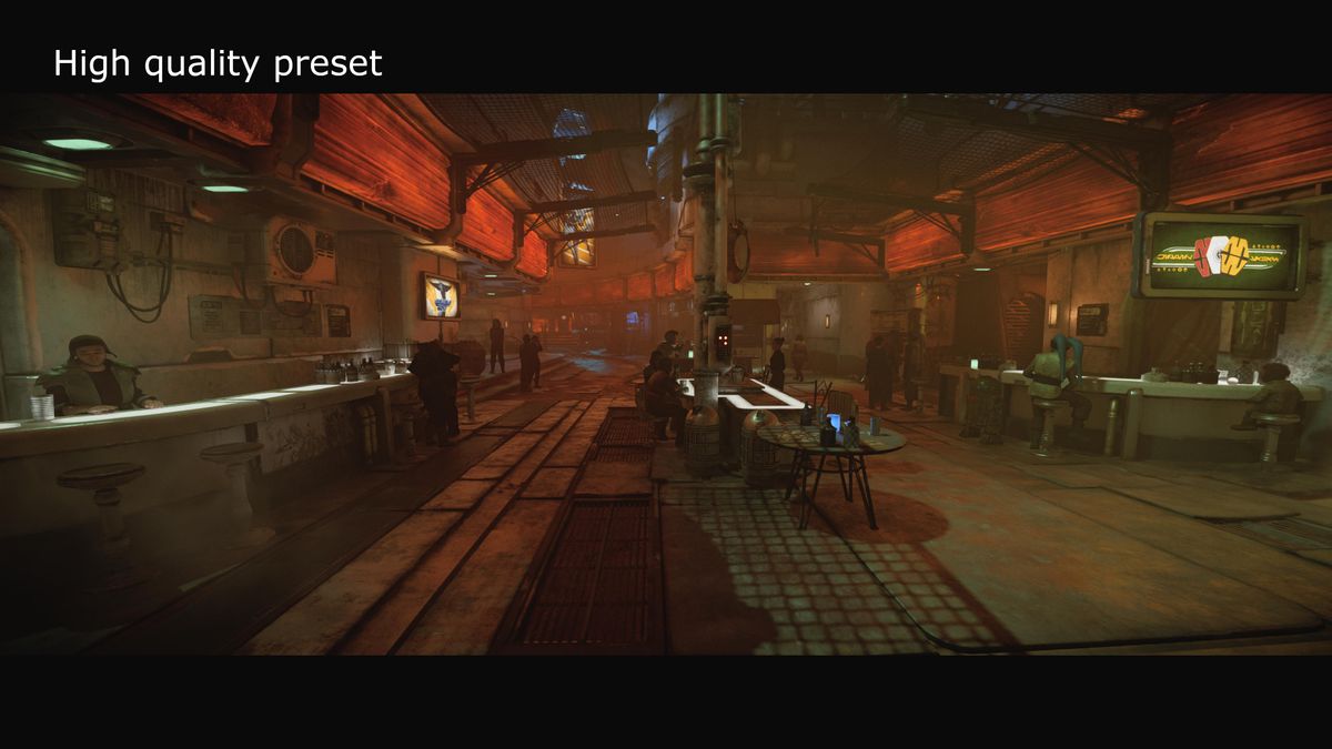 A screenshot from Ubisoft's Star Wars Outlaws, showing the impact of the quality setting on the graphics