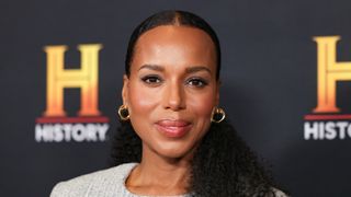 Kerry Washington is pictured with glowing skin and grey eyeshadow at The HISTORY Channel HISTORYTalks at Academy Museum of Motion Pictures on September 21, 2024 in Los Angeles, California.