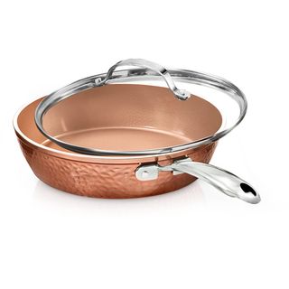 Gotham Steel Hammered Copper 10'' Nonstick Frying Pan With Lid, Stay Cool Handle, Oven & Dishwasher Safe & Reviews | Wayfair