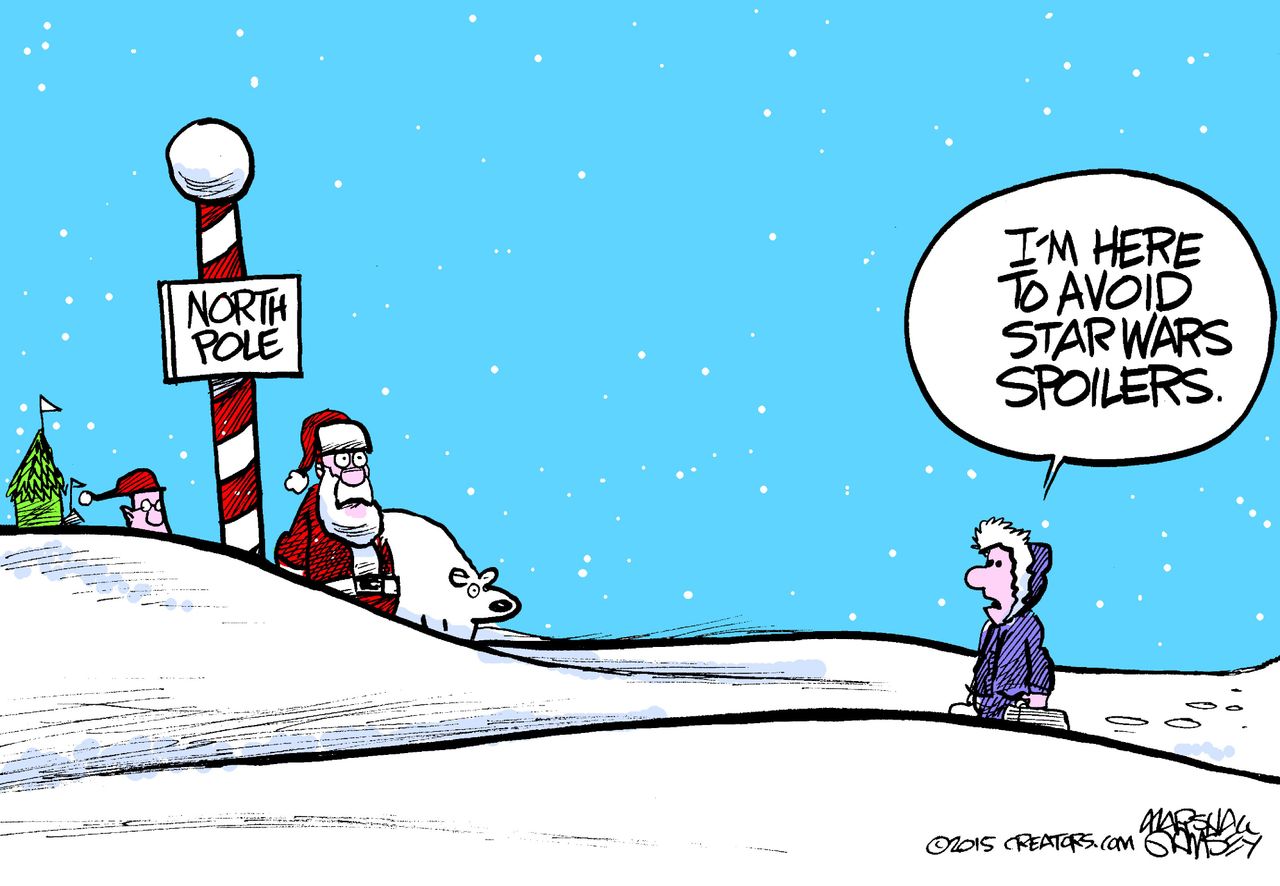 Editorial cartoon Entertainment Christmas Star Wars Spoilers