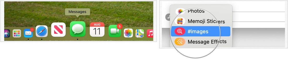To use animated GIFs, click on the Messages app, choose an existing conversation or begin a new one, then select the App Store icon. Choose #images.