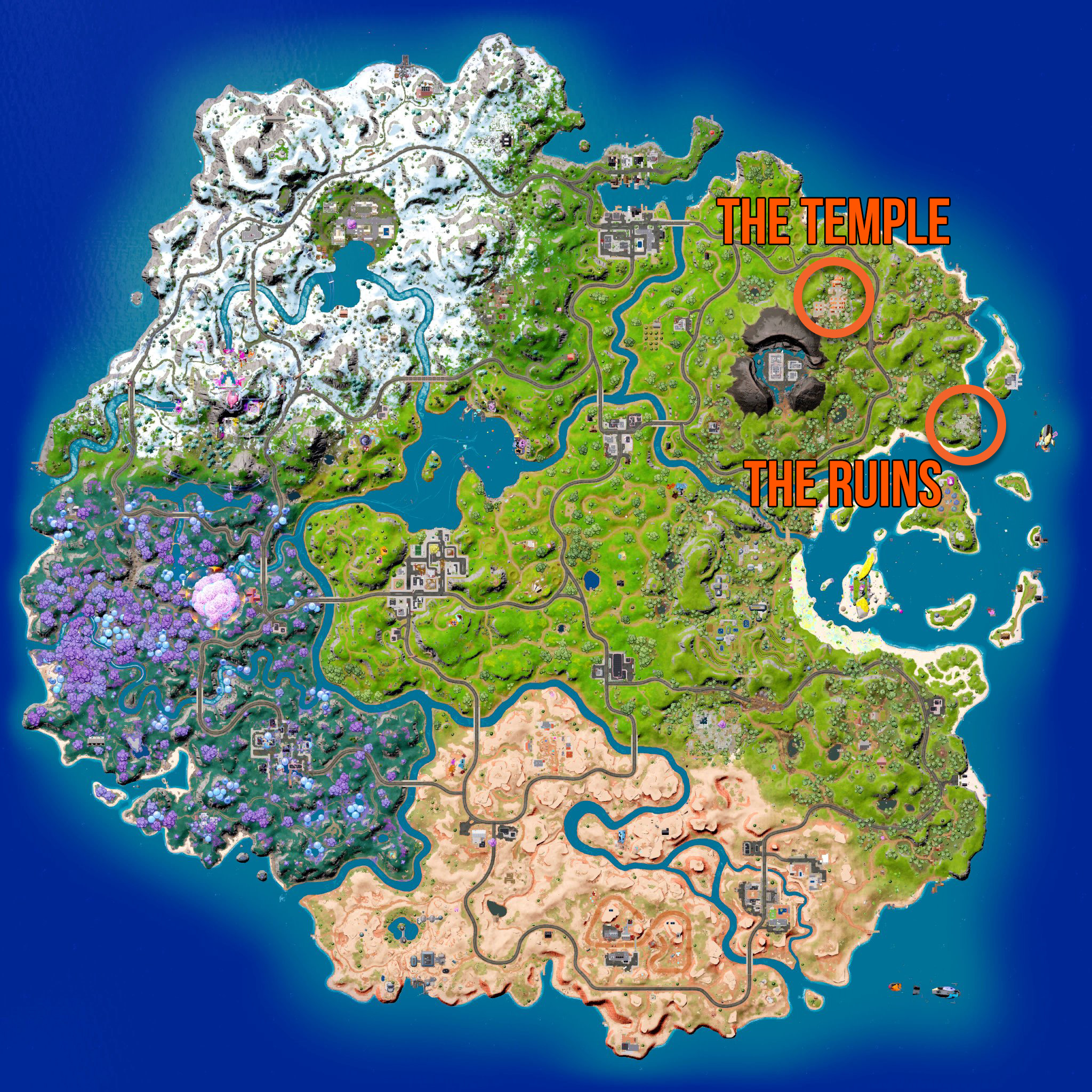 Fortnite Indiana Jones Durrrburger relic temple locations map