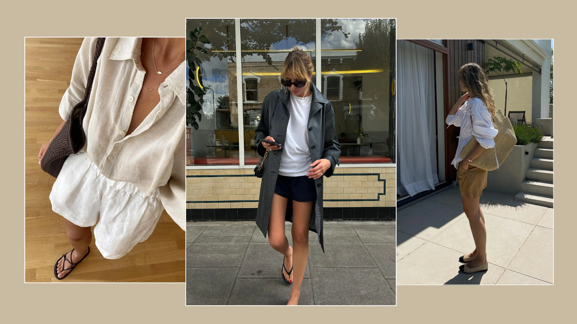 A collage of shoes to wear with shorts.