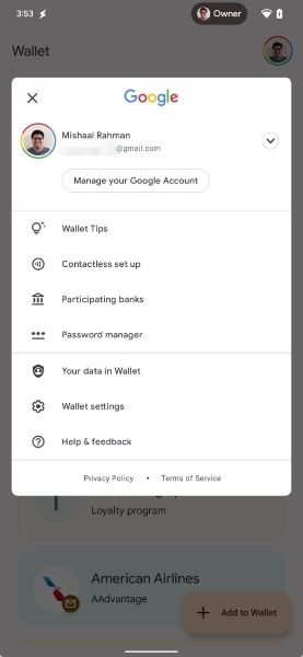 New Google Wallet interface