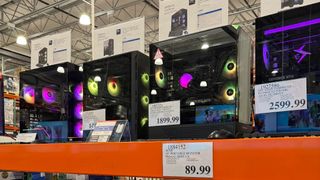 Costco shelves showing an array of prebuilt PCs