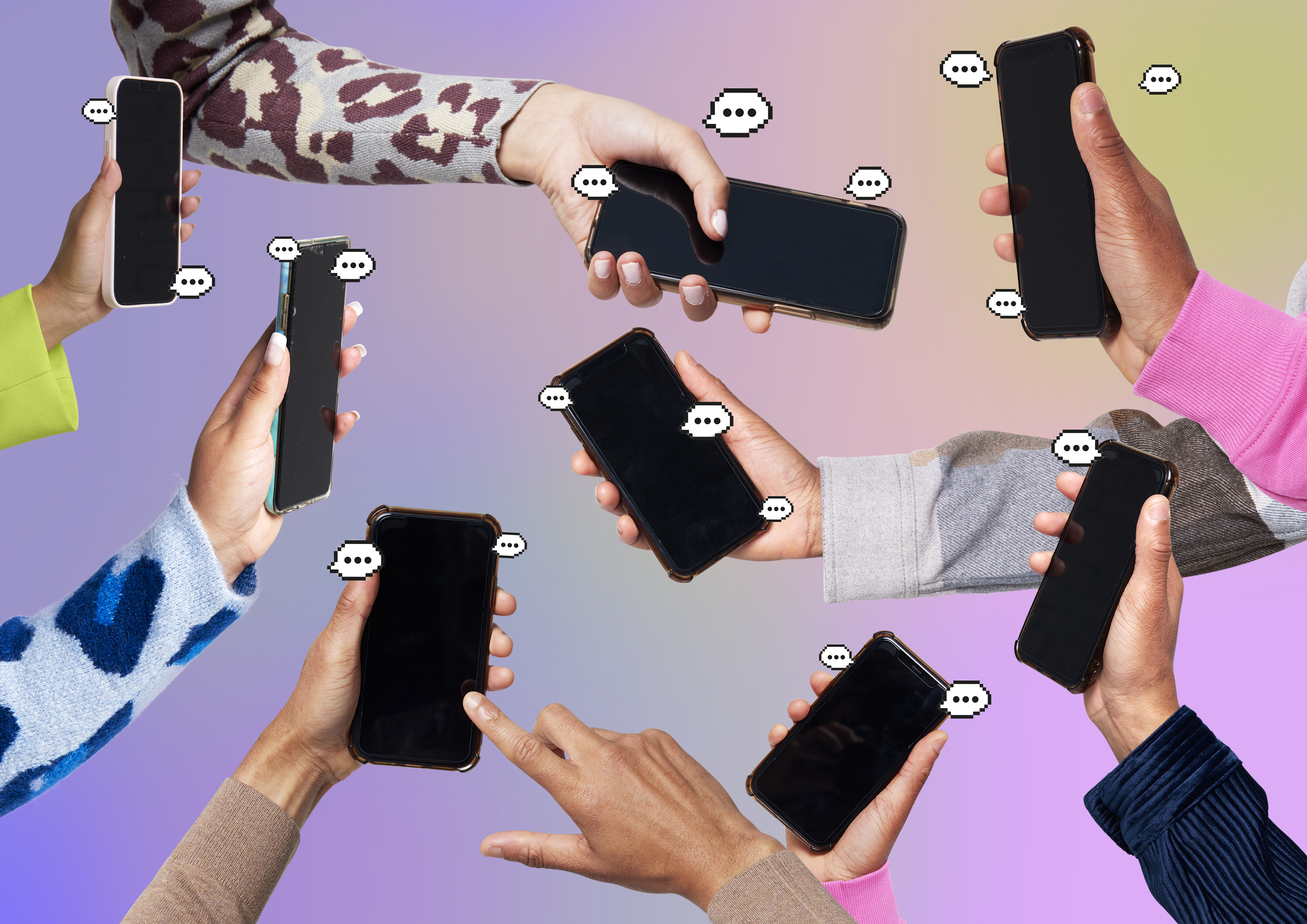 Hands holding smart phones
