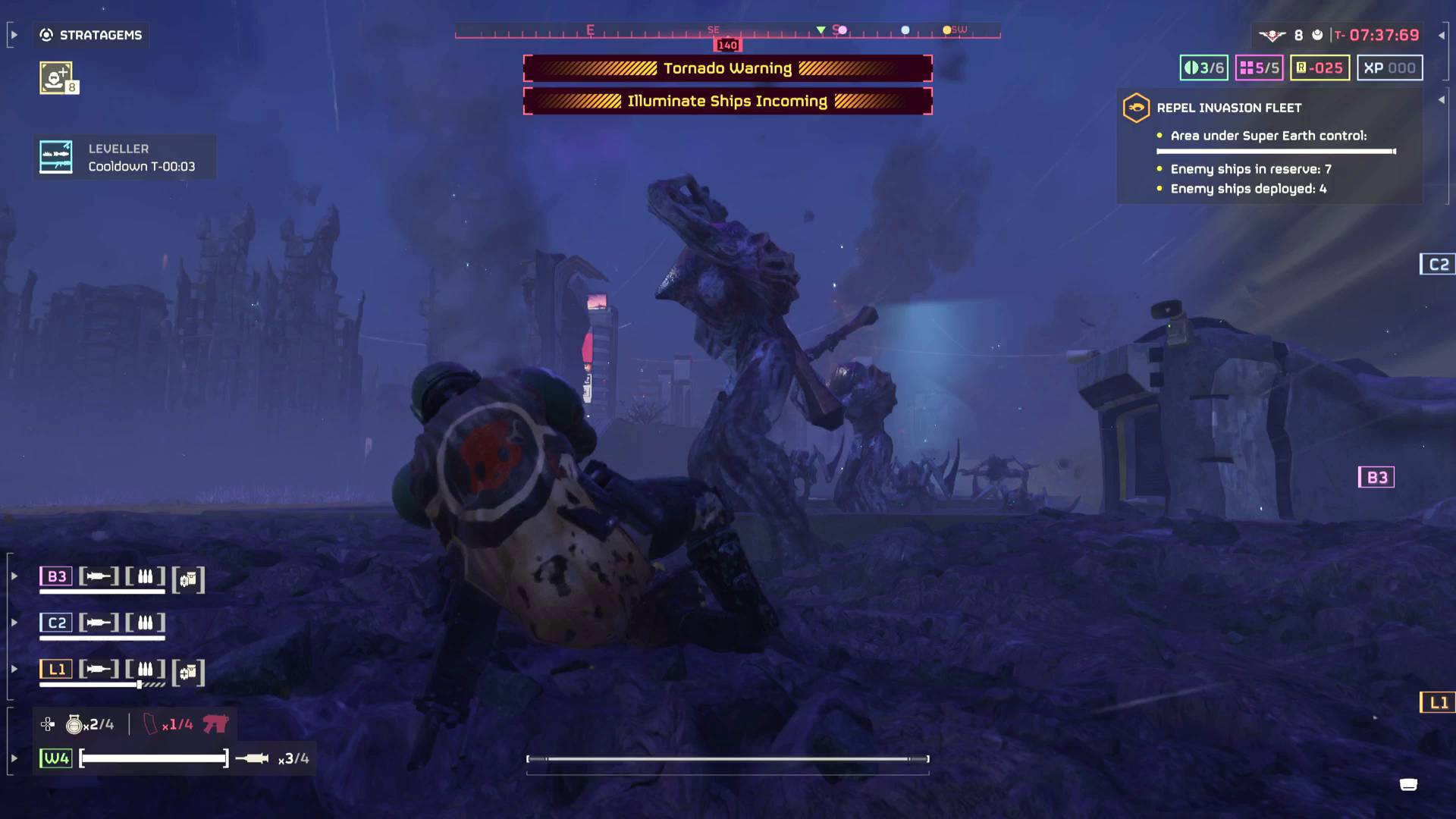 Helldivers 2 Illuminate Crushers pursuing player