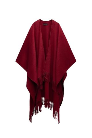 Fringed Wool Blend Cape Zw Collection