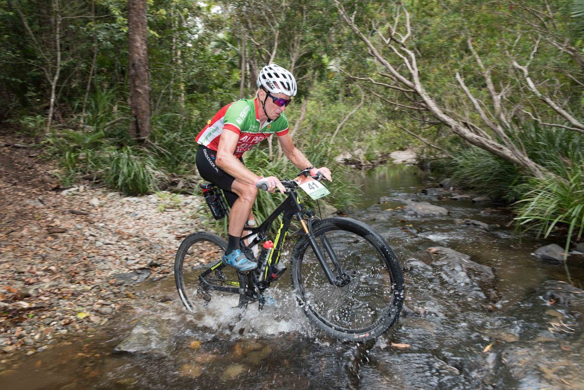 Erik Dekker crossing the creek