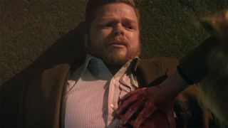 Foggy Nelson bleeding out after being shot by Bullseye in Daredevil: Born Again episode 1