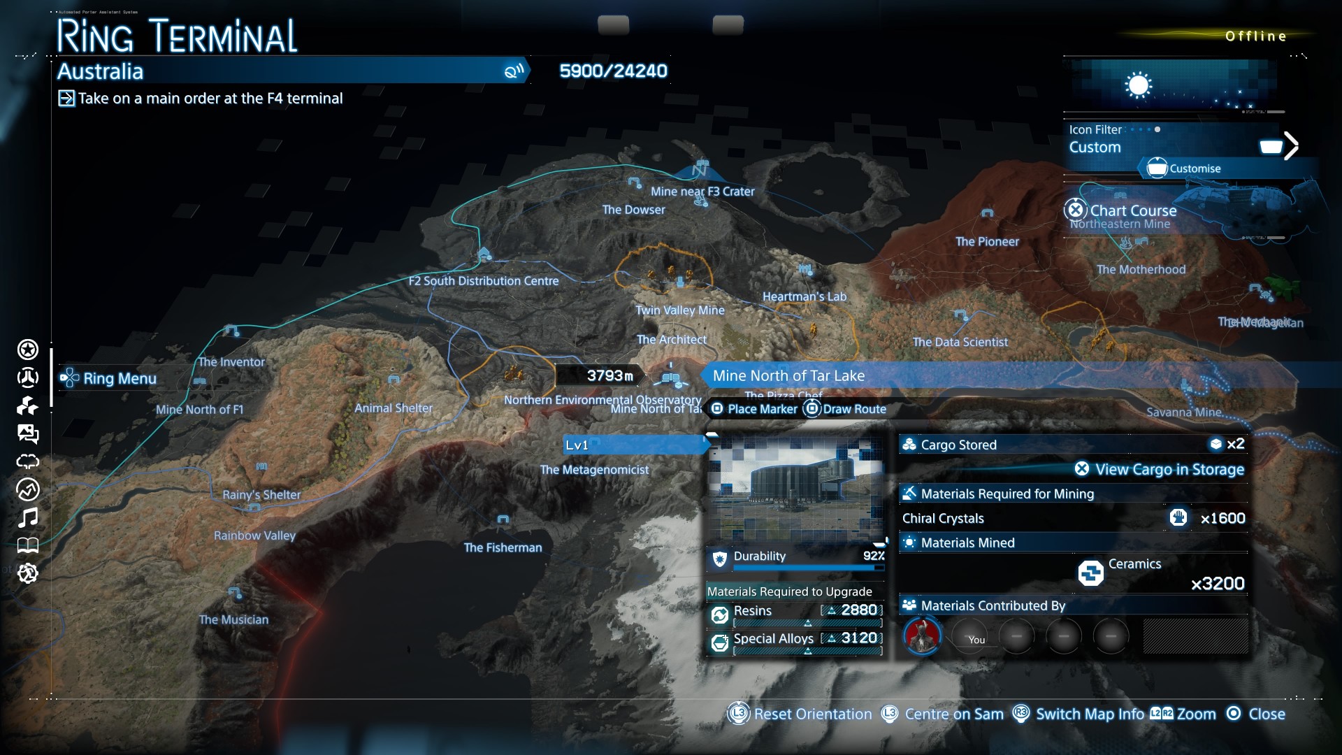 Location of the Death Stranding 2 Mine North of Tar Lake