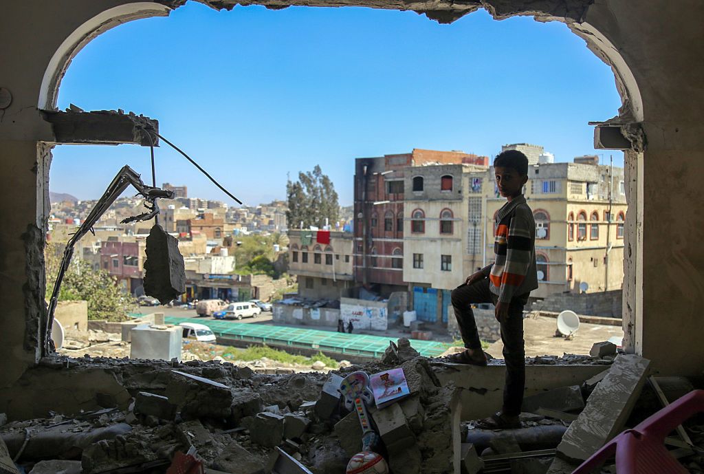 Damage done to a home in Yemen.