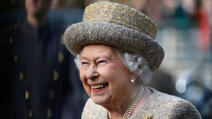 Queen Elizabeth II smiles as she arrives before the Opening of the Flanders' Fields Memorial Garden at Wellington Barracks on November 6, 2014 in London, England