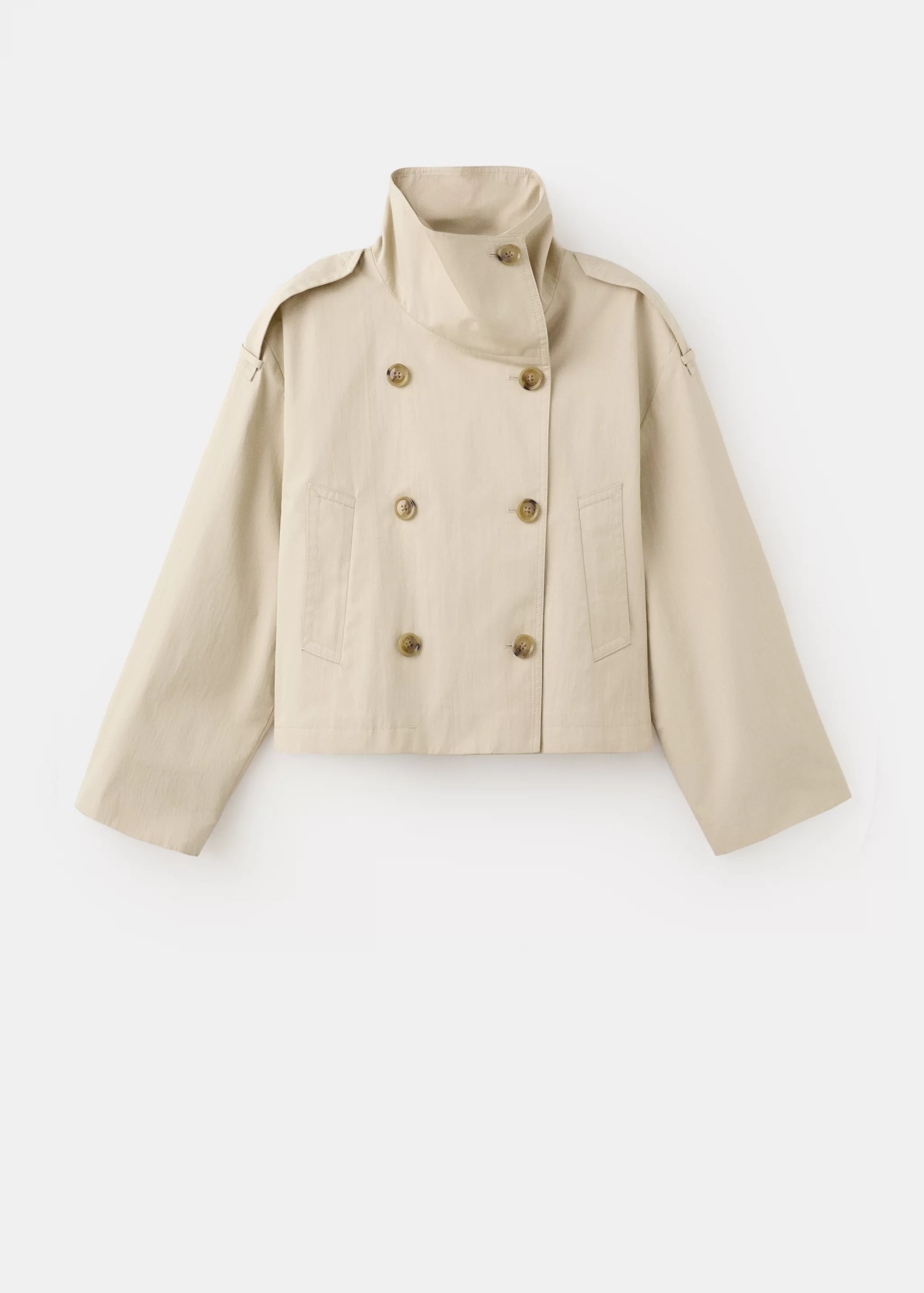 Funnel-Neck Cropped Trench Coat - Women | Mango Usa