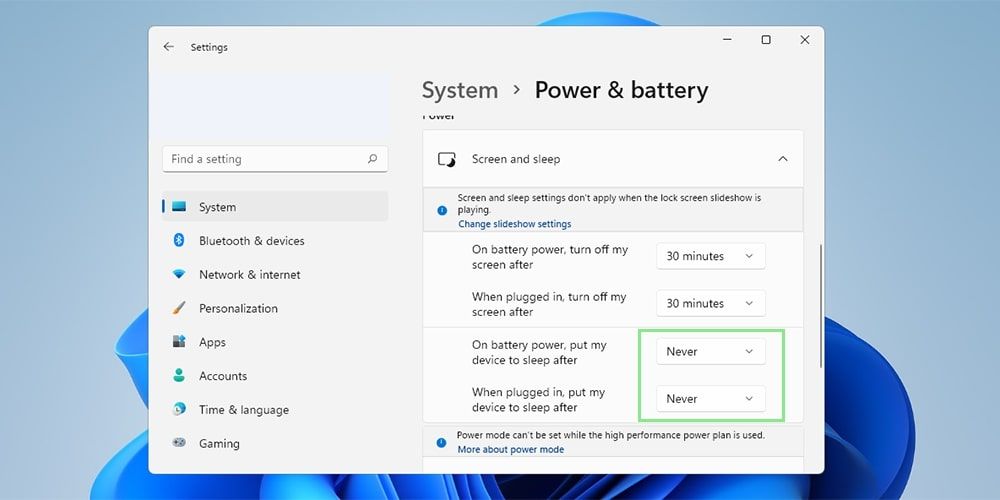 How to stop your Windows 11 PC from going to sleep