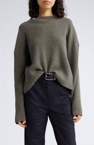 Idesia Mock Neck Lambswool Rib Sweater