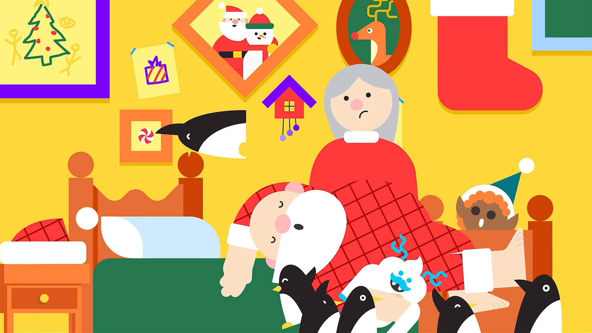 A still from Google's Out Like A Light video for its Santa Tracker