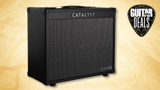 A Line 6 Catalyst guitar amp on a gold background