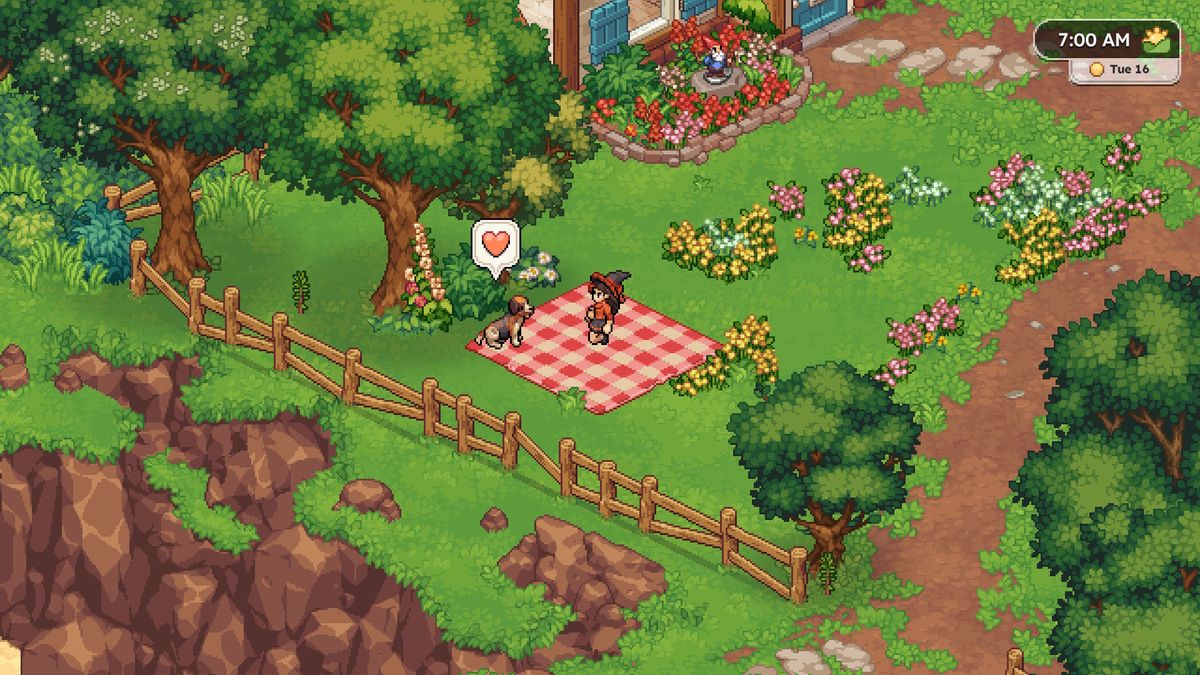 Having a picnic with a dog in Witchbrook