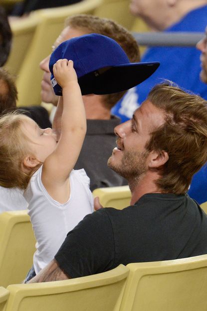 David Beckham - Harper Beckham - baseball game - Marie Claire - Marie Claire UK