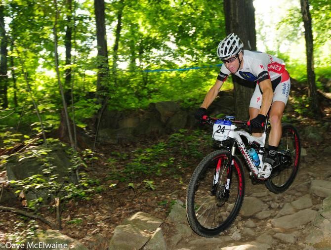 Casey Williams (Whole Athlete/Specialized) was fast through the rocks at the top of the course