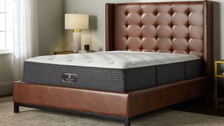 The Ritz-Carlton Mattress on a box spring and bed frame in a hotel room