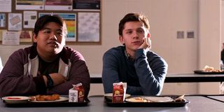 Ned and Peter Parker at lunch in Spider-Man: Homecoming