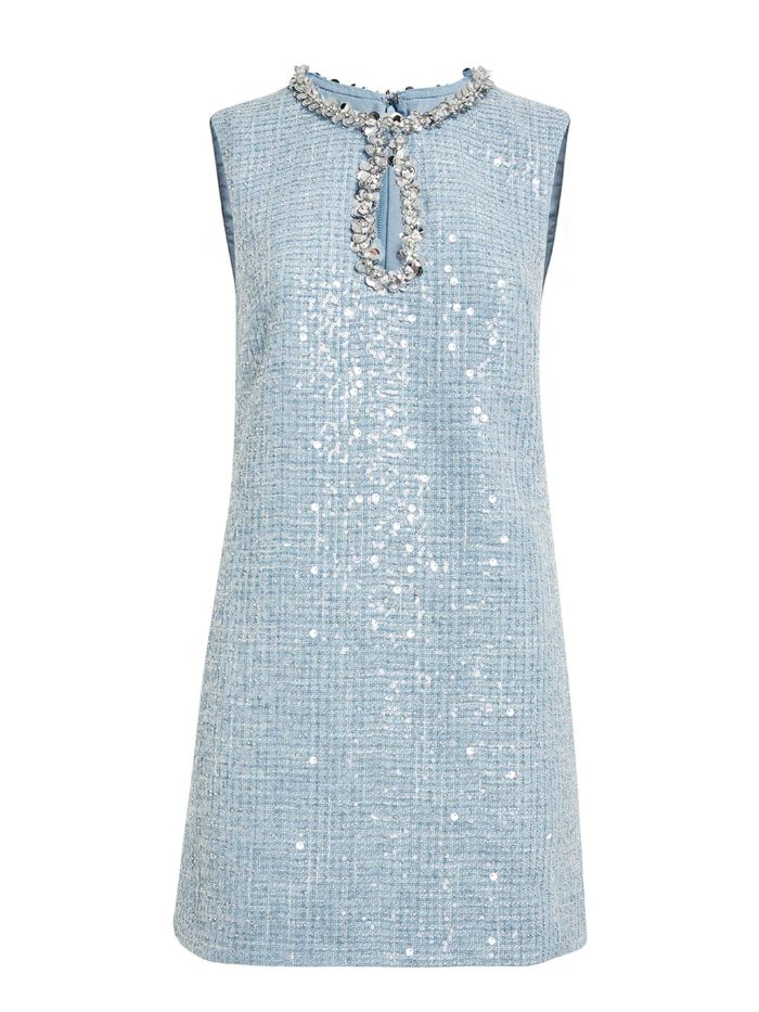 Self-Portait, Bouclé Sequin-Embellished Mini Dress
