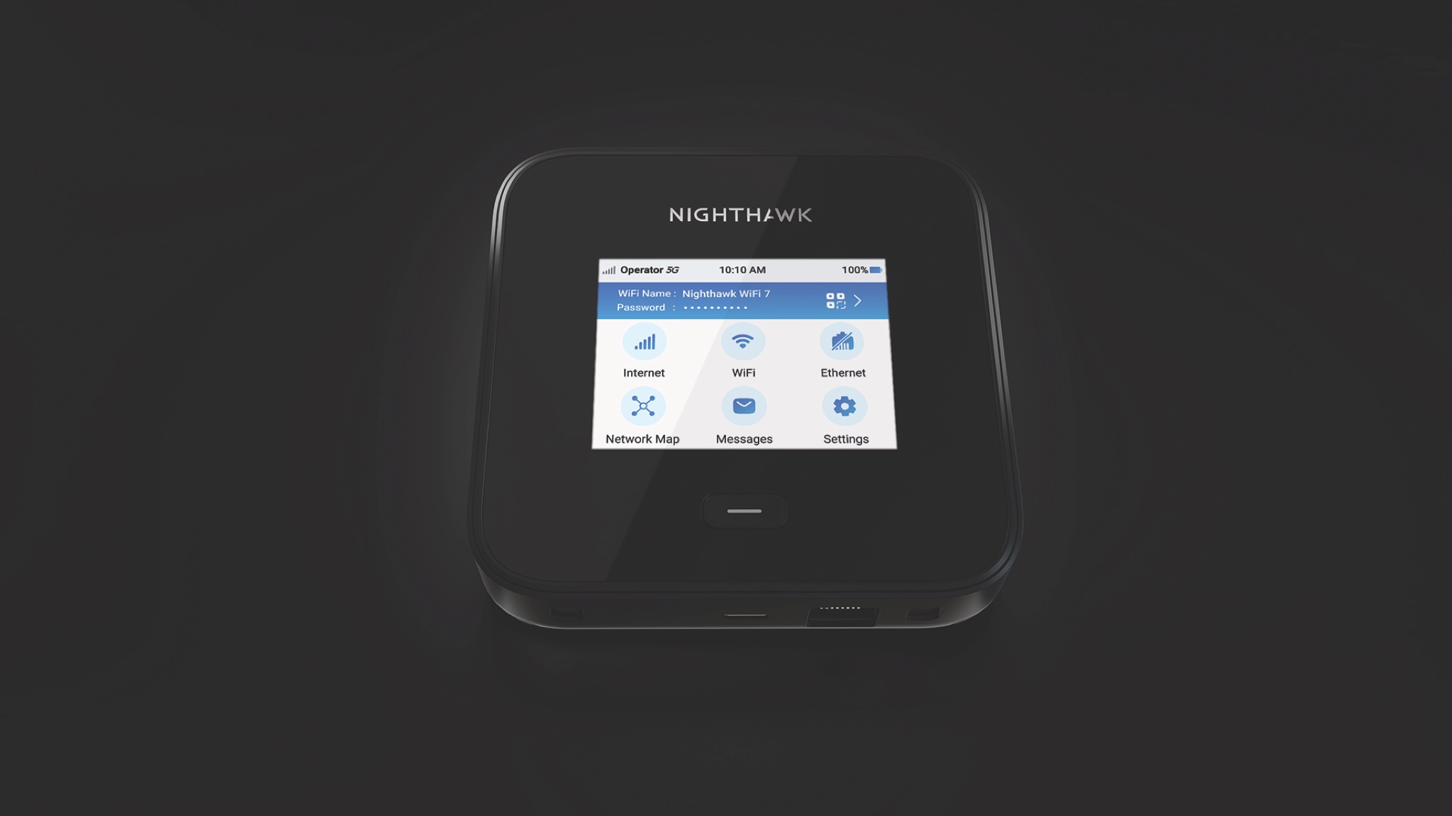 Nighthawk M7 Pro Mobile Router MR7450 on a black background