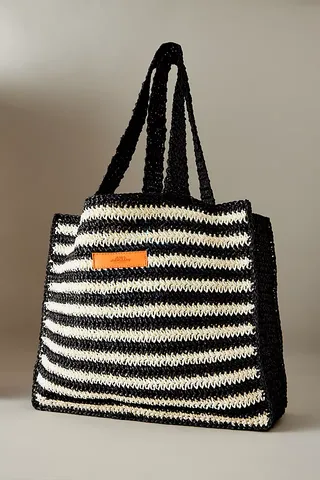 Mads Norgaard Stripe Straw Tote Bag