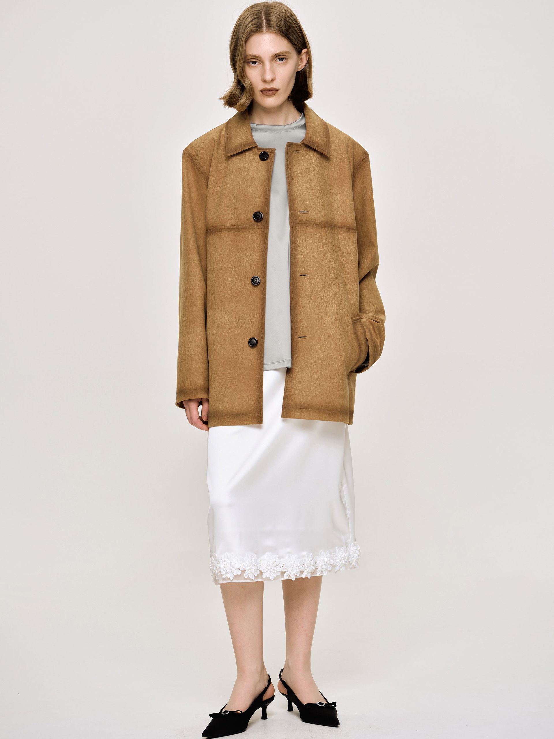 Source Unknown Faded Sponge Jacket in Suede