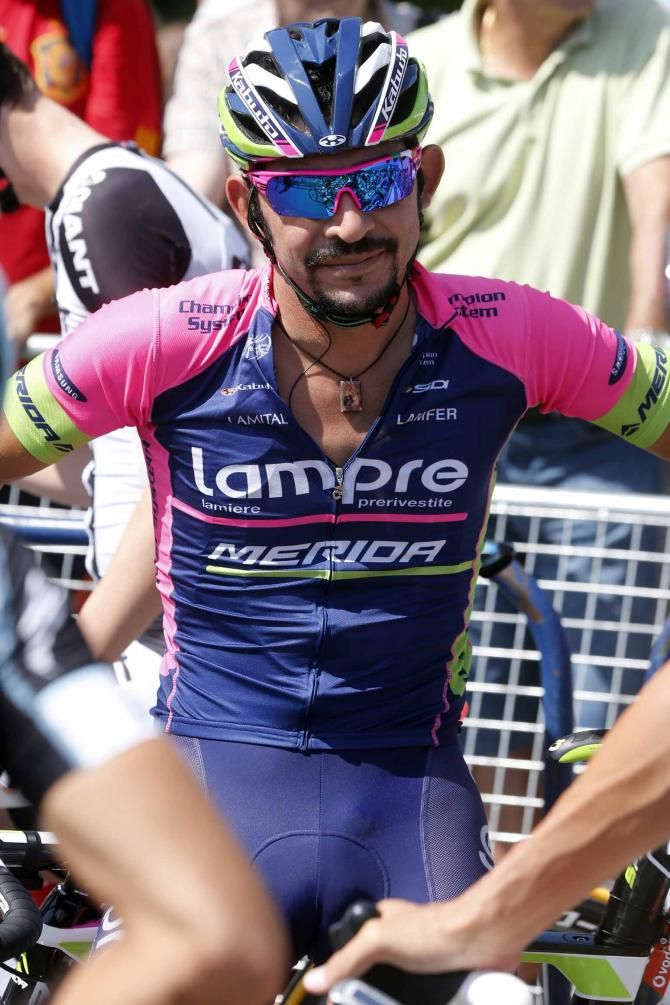 Jose Serpa (Lampre-Merida) at the start in Logro&ntilde;o.