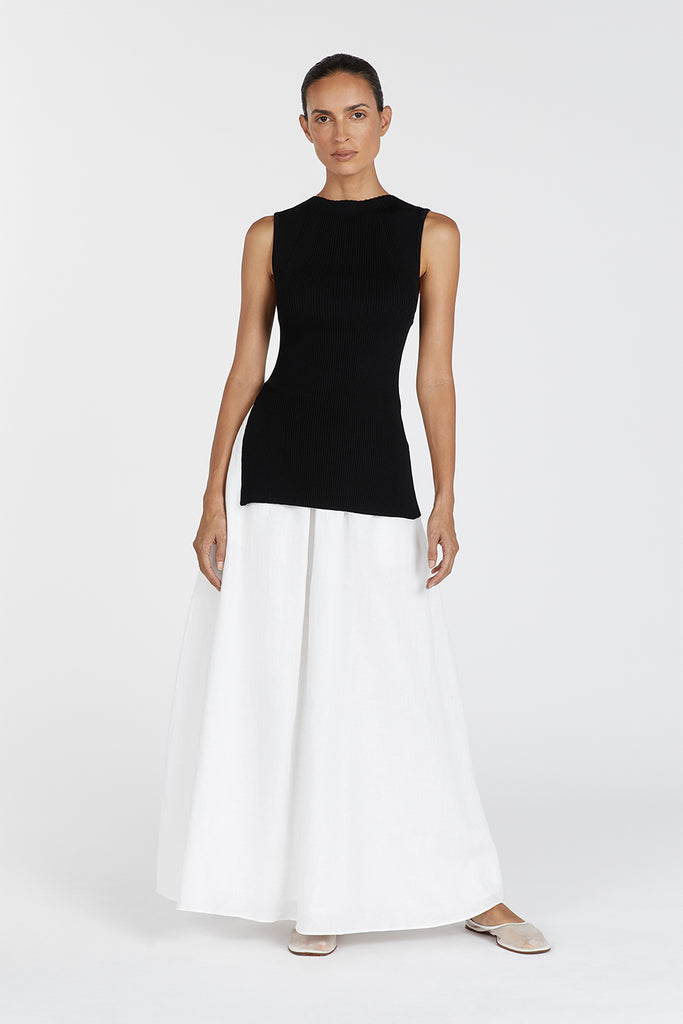 DISSH Gemima White Linen Midi Skirt