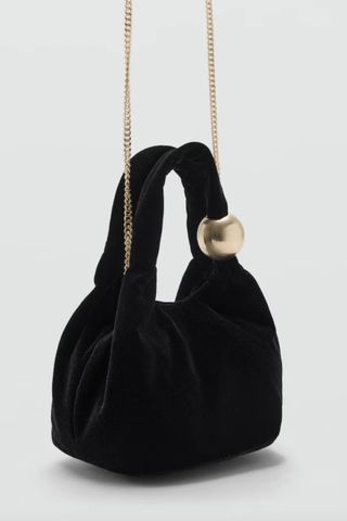 Mango Velvet Bag With Ball Detail