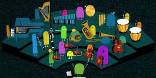 The StoryBots forming an orchestra in Ask the StoryBots