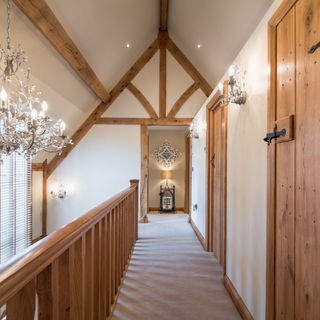 Hallway in oak home