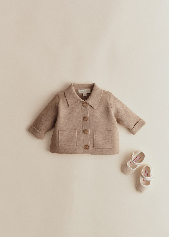 Betty Cardigan - Mottled Beige - Merino Wool - S&amp;eacute;zane