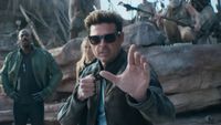 Karl Urban as Johnny Cage prepares to fight in Mortal Kombat II.