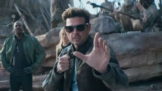 Karl Urban as Johnny Cage prepares to fight in Mortal Kombat II.