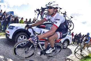 Fabian Cancellara (Trek Factory Racing) racing in his final Paris-Roubaix
