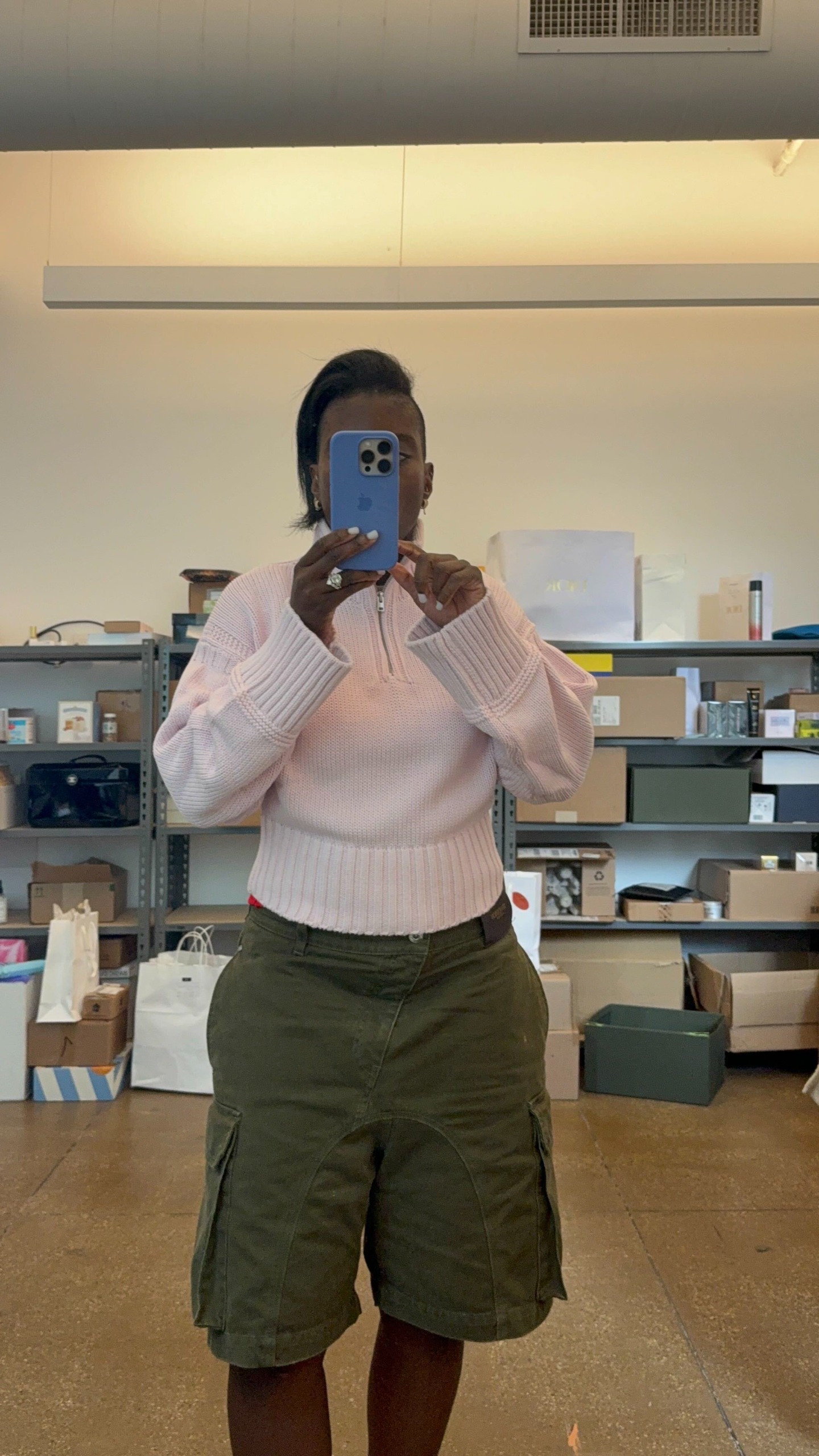 Nikki Ogunnaike wore the Jcrew Tiny Rollneck with the Bermuda shorts trend