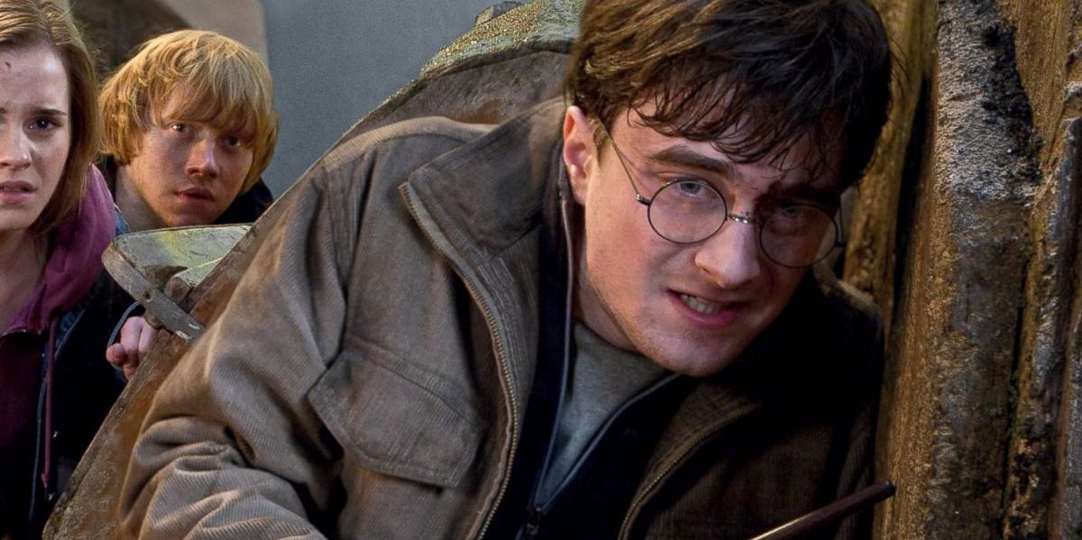 Daniel Radcliffe in Harry Potter with glasses on