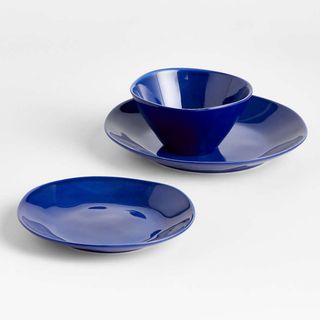 Dark blue dishes from Crate & Barrel