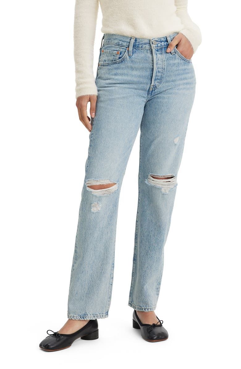 501 Ripped High Waist Straight Leg Jeans
