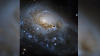 This stunning photo of the spiral galaxy NGC 1961 was captured by the Hubble Space Telescope and released on Sept. 14, 2022. It is an intermediate spiral galaxy located 180 million light-years from Earth.