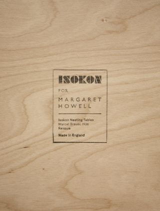 Margaret Howell Isokon logo on plywood