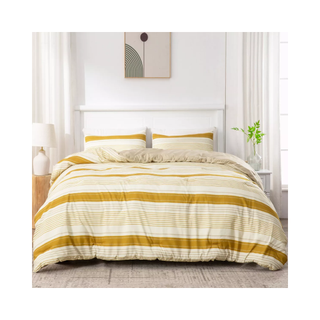 Yellow striped comforter set