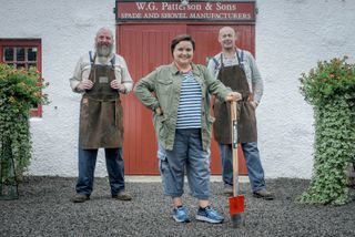 Susan with James and Tom at the Patterson Spade Mill.