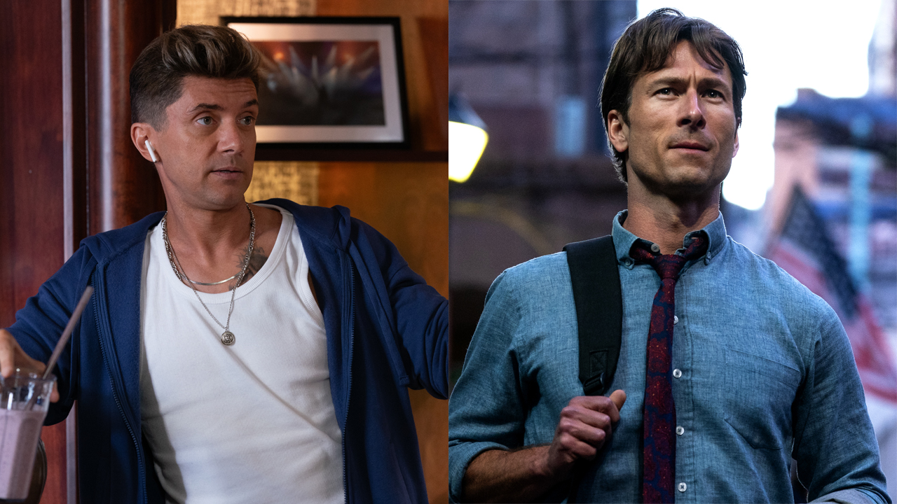 Topher Grace and Glen Powell in How To Make A Killing